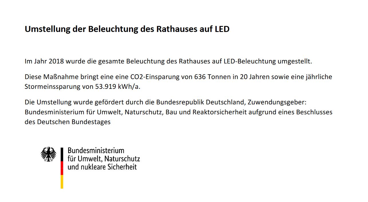 Grossansicht in neuem Fenster: Umstellung der gesamten Beleuchtung des Rathauses auf LED