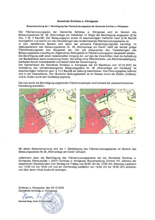 1. Berichtigung FNP im Bereich Dankl